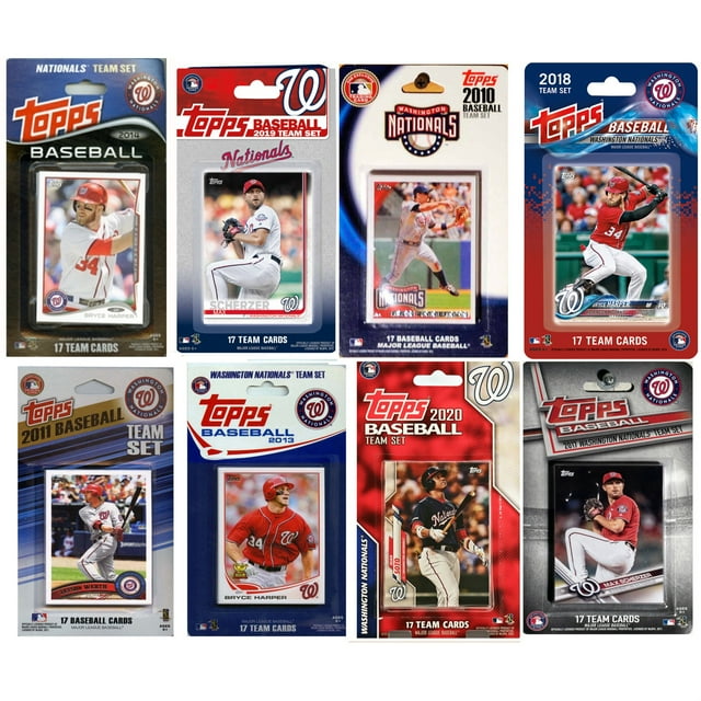 C&I Collectables MLB Washington Nationals 8 Different Licensed Trading Card Team Sets