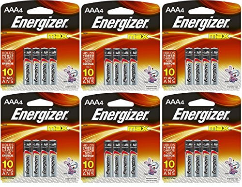 Energizer Max AAA Batteries, AAA4, 4-Count Packs - Total: 24 Batteries (6 X 4 Count Packs)