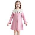thumbnail image 3 of CPNG Girls Summer Dresses Ruffle Sleeve A-Lined Dress Bow Peter Pan Collar Long Sleeve Sleeveless Button Decor Dress, 3 of 9