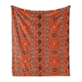 thumbnail image 1 of African Soft Flannel Fleece Throw Blanket, Pattern with Traditional Ornamental Folk Boho Design, Cozy Plush for Indoor and Outdoor Use, 50" x 60", Orange Black White, by Ambesonne, 1 of 6