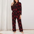 thumbnail image 2 of Yiaed Red Skulls 2 Print Pajamas Women's Long Sleeve Sleepwear Soft Button Down Loungewear Pjs Lounge Set Nightwear Womens Pajama Pants-Medium, 2 of 7