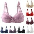 thumbnail image 2 of Women's Lace Bra Sheer Balconette Underwire Unlined Everyday Bras Lingerie Push Up Plus Size Bras with Adjustable Shoulder Strap Large Size, 2 of 4