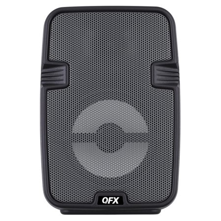 QFX BT-60-CHR LED Party Lights, FM Radio, and Microphone Input Bluetooth Portable Speaker , Charcoal