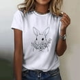 thumbnail image 2 of JLFKNG T Shirts For Women Short Sleeve T Shirts For Women Fashion Rabbit Egg Printed Easter Style Crew Neck Shirt Tops Buttons Up Suitable For Dates, Vacation, 2 of 5