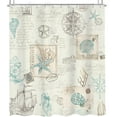 thumbnail image 5 of Vintage Nautical Shower Curtain 72Wx72H Inch Coastal Sailboat Compass Anchor Starfish Seashells Retro Sea Horse Ocean Beach with 12 Plastic Hooks Fabric Waterproof Toilet Accessories Decor, 5 of 5