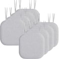 thumbnail image 2 of Elegant Comfort 8 Pack Chair Cushion Covers - Skid-Proof Rubber Backing - 16 x 16 Inch - Thick Dining Square Shape Seat Covers - Comfortable Textured Chair Pads with Ties - Thatch Pattern, Gray, 2 of 5