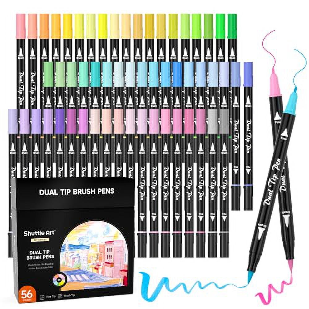 Rainbow Dreams: 56 Pastel Colors Dual Brush Pen Markers for Kids