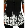 thumbnail image 3 of Keeccty Women V-Neck Printed Pullover Button Short Sleeve Summer T-Shirt, 3 of 5
