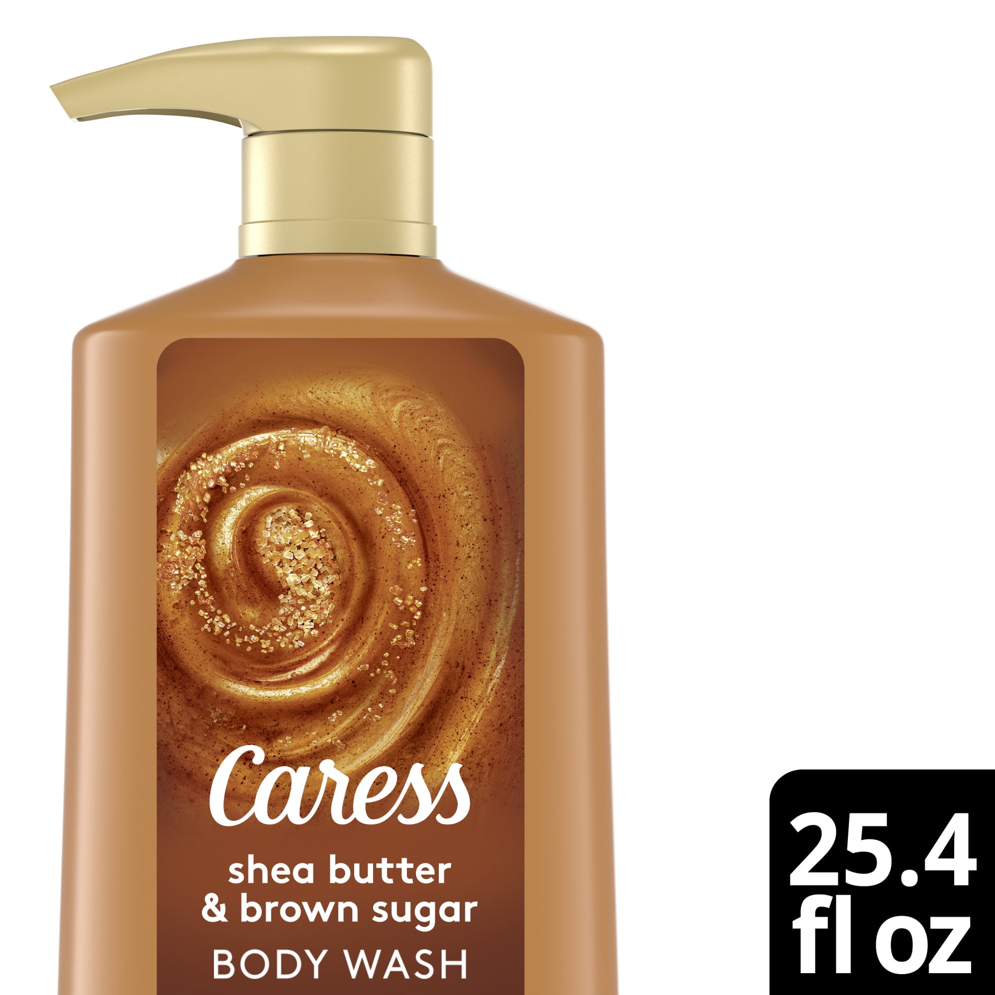 Caress Exfoliating Body Wash with Pump Shea Butter & Brown Sugar 25.4 fl. Oz