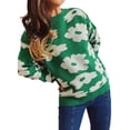 thumbnail image 3 of hirigin Women Spring Loose Sweater, Flower Pattern Long Sleeve Crew Neck Knitwear  Autumn and Winter Lightweight Pullover Sweatshirt, 3 of 6