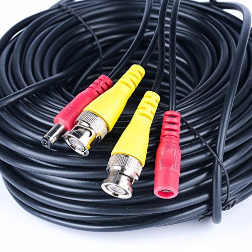 20FT Black Premade BNC Video Power Cable / Wire For Security Camera