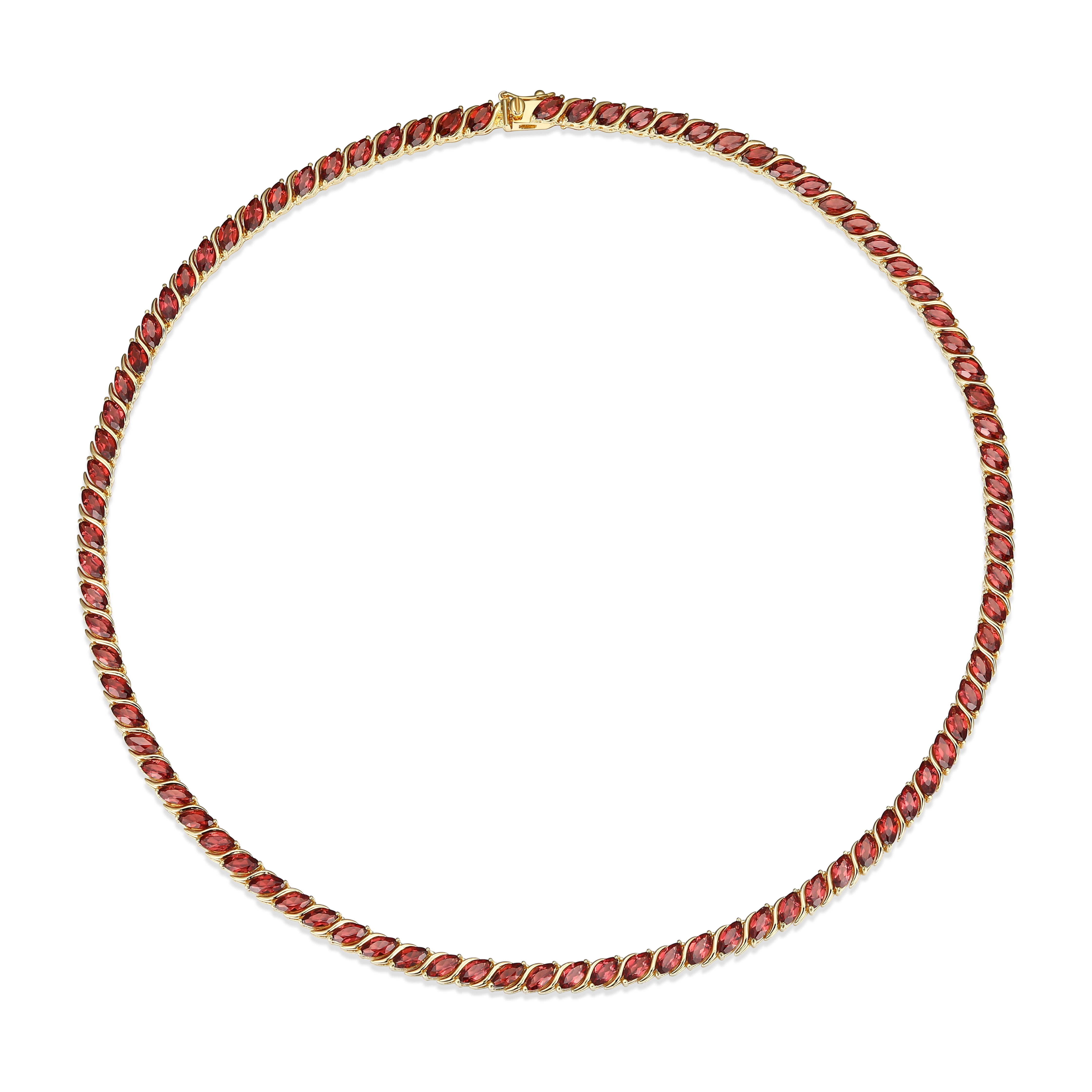 Forever Facets Women's Garnet Tennis Necklace in Sterling Silver, Adult Female