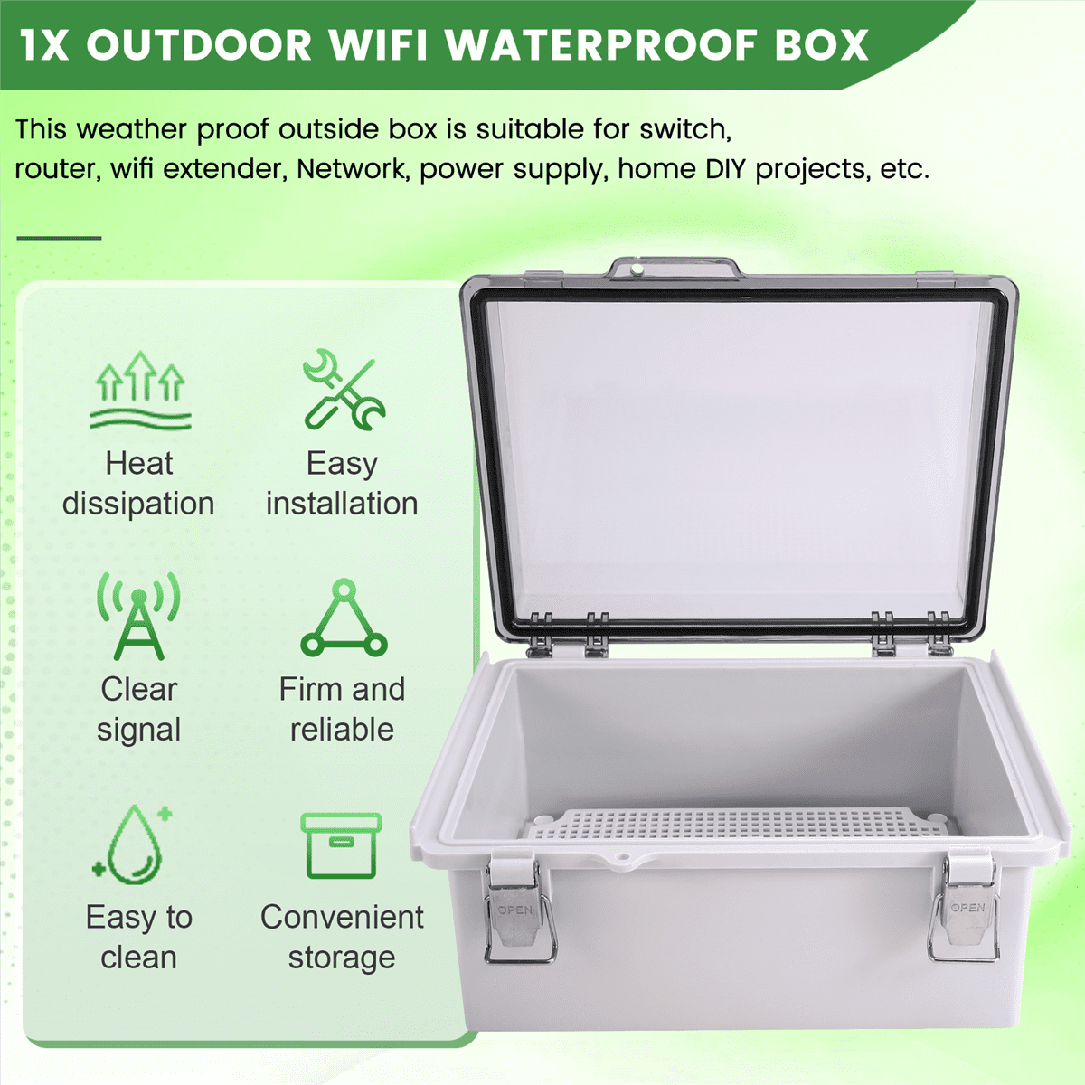 Outdoor WiFi Enclosure Weatherproof Locking Box Waterproof Switch Router 8.7x6.7x4.3inch