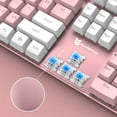 thumbnail image 3 of Merdia Hot Swappable Full-size Wired Gaming Keyboard, Pink & White, 3 of 7