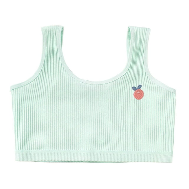 WEIYLL Girls Bras Crop Lightweight Ribbed Wide Shoulder Strap Mint Green Baby Tops Underwear Size M