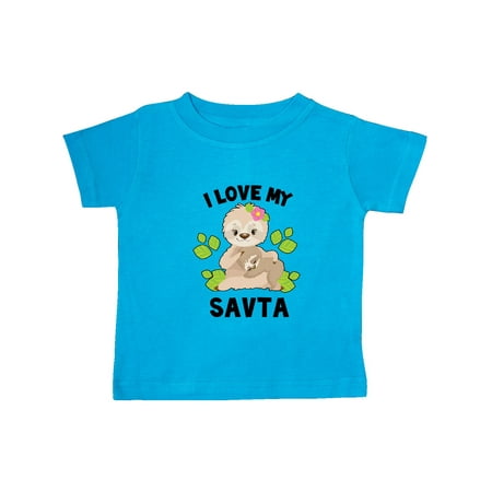 

Inktastic Cute Sloth I Love My Savta with Green Leaves Gift Baby Boy or Baby Girl T-Shirt