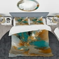 thumbnail image 2 of Designart "Aqua Gold Liquid Marble I" Abstract Marble Bedding Covert Set - Modern Gold Abstract Bed Set With 2 Shams, 2 of 6