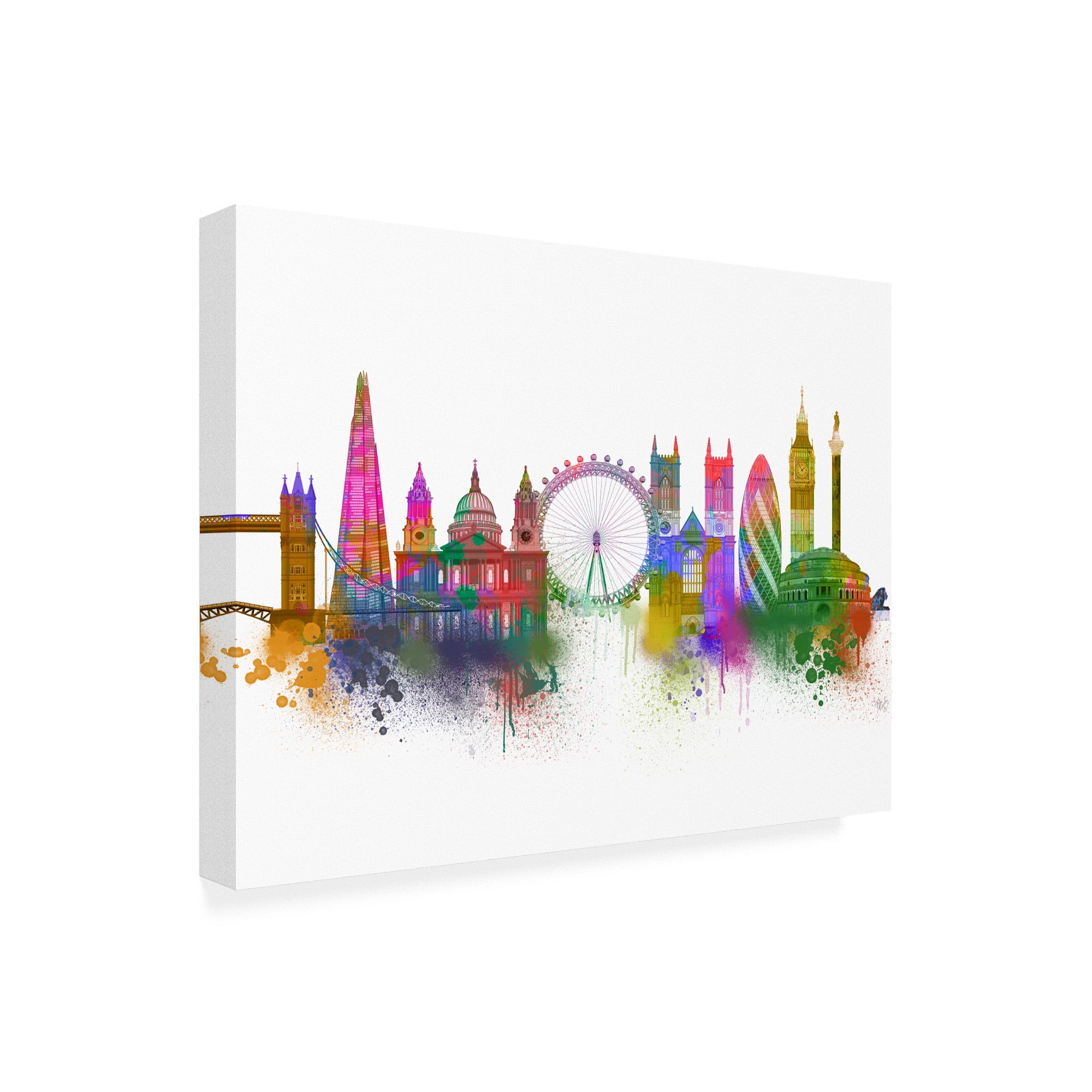 Trademark Fine Art 'London Skyline Rainbow Bright' Canvas Art by Fab Funky