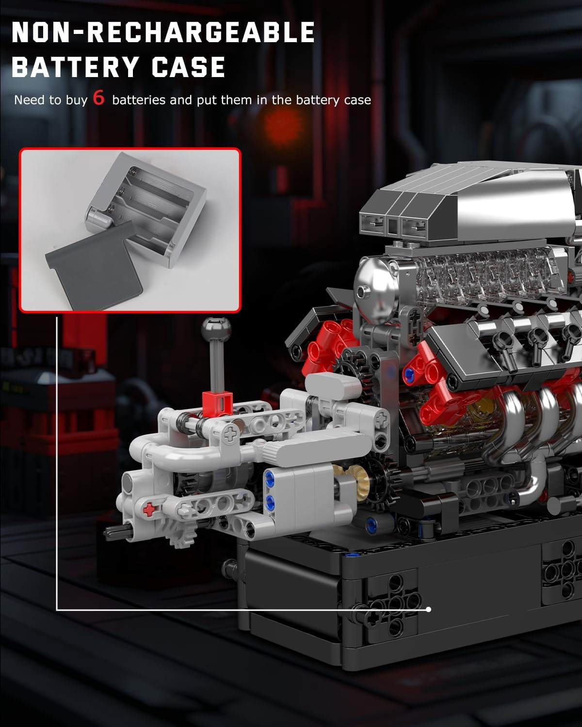 Engine Model kit That Runs- Build Your Own STEM V8 Model Engine with Transmission, 8-Cylinder Car Engine kit Building Engineering Toys for Adults Collections (855+PCS)