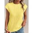 thumbnail image 4 of Blusa Amarilla Texturizada con Mangas Cap para Mujer PRETTYGARDEN Talla M, 4 of 8