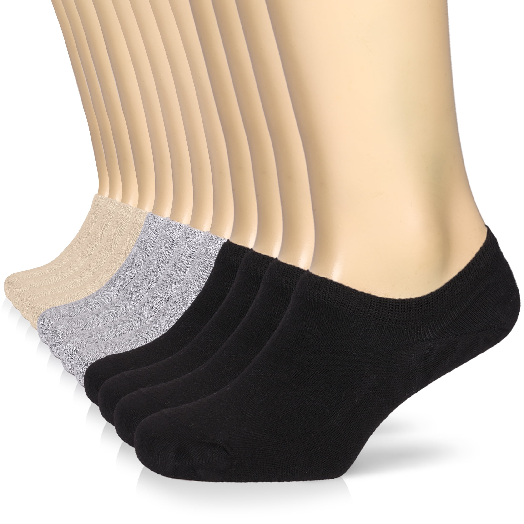 HUGH UGOLI Men Bamboo No Show Socks Non Slip Invisible Liner Socks