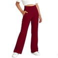 thumbnail image 1 of Pantalones de yoga de longitud completa para niños, de color sólido, con cintura elástica, con bolsillos y elásticos, de poliéster para adultos., 1 of 7