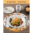 thumbnail image 3 of 15 Inch Round Placemats Set of 4, Fall Pumpkins Gnomes Non Slip Heat Insulation PP Table Mats, Thanksgiving Maple Leaves Farmhouse Plaid Washable Place Mats for Kitchen Dining Party Table Decor, 3 of 7