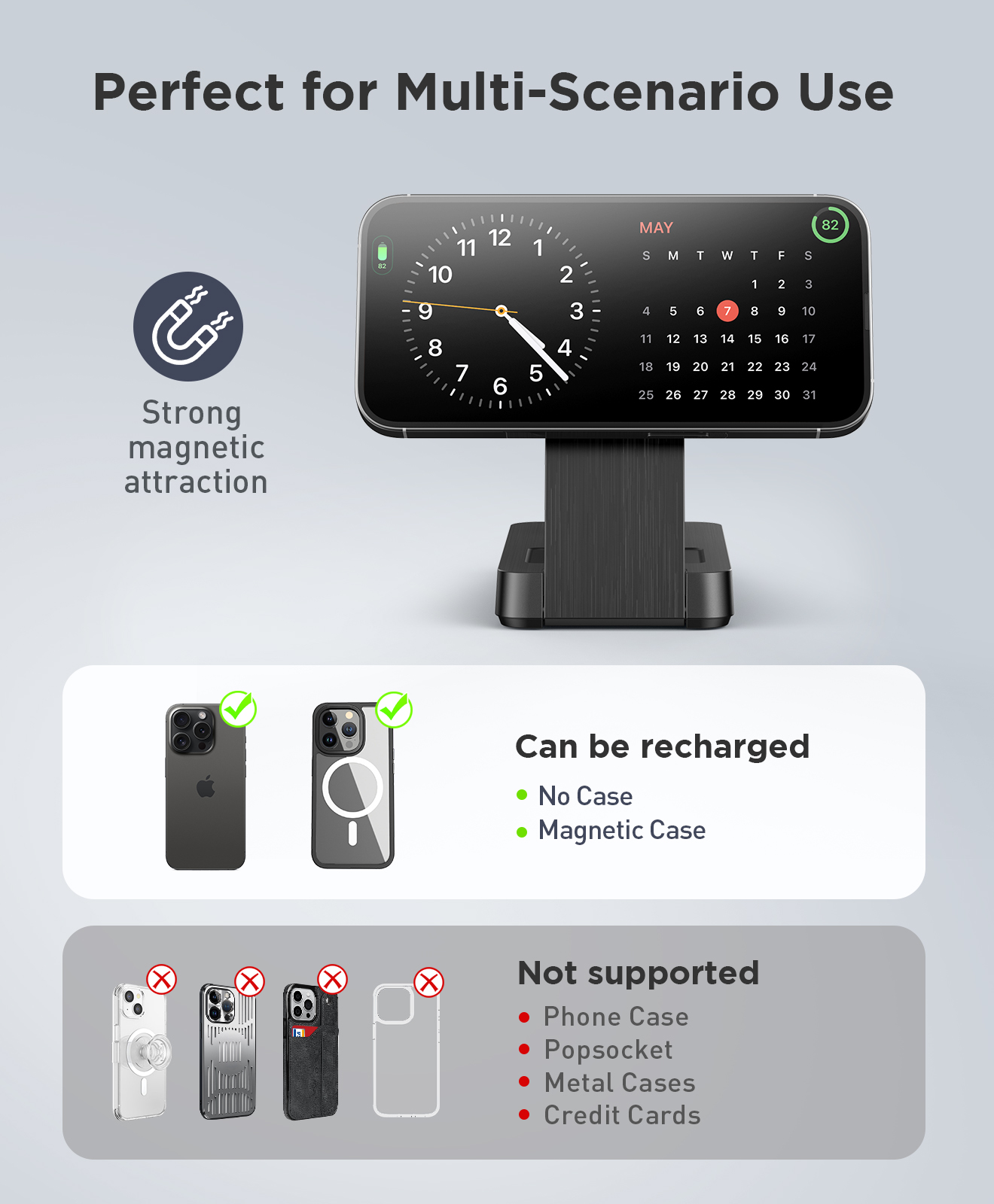 Etepehi 3-in-1 Magnetic Foldable Charging Station, Black photo 5