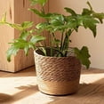thumbnail image 3 of 3X Straw Weaving Flower Plant Pot Wicker Basket Rattan Flowerpot Storage Basket Handmade Woven Planter Basket M, 3 of 6
