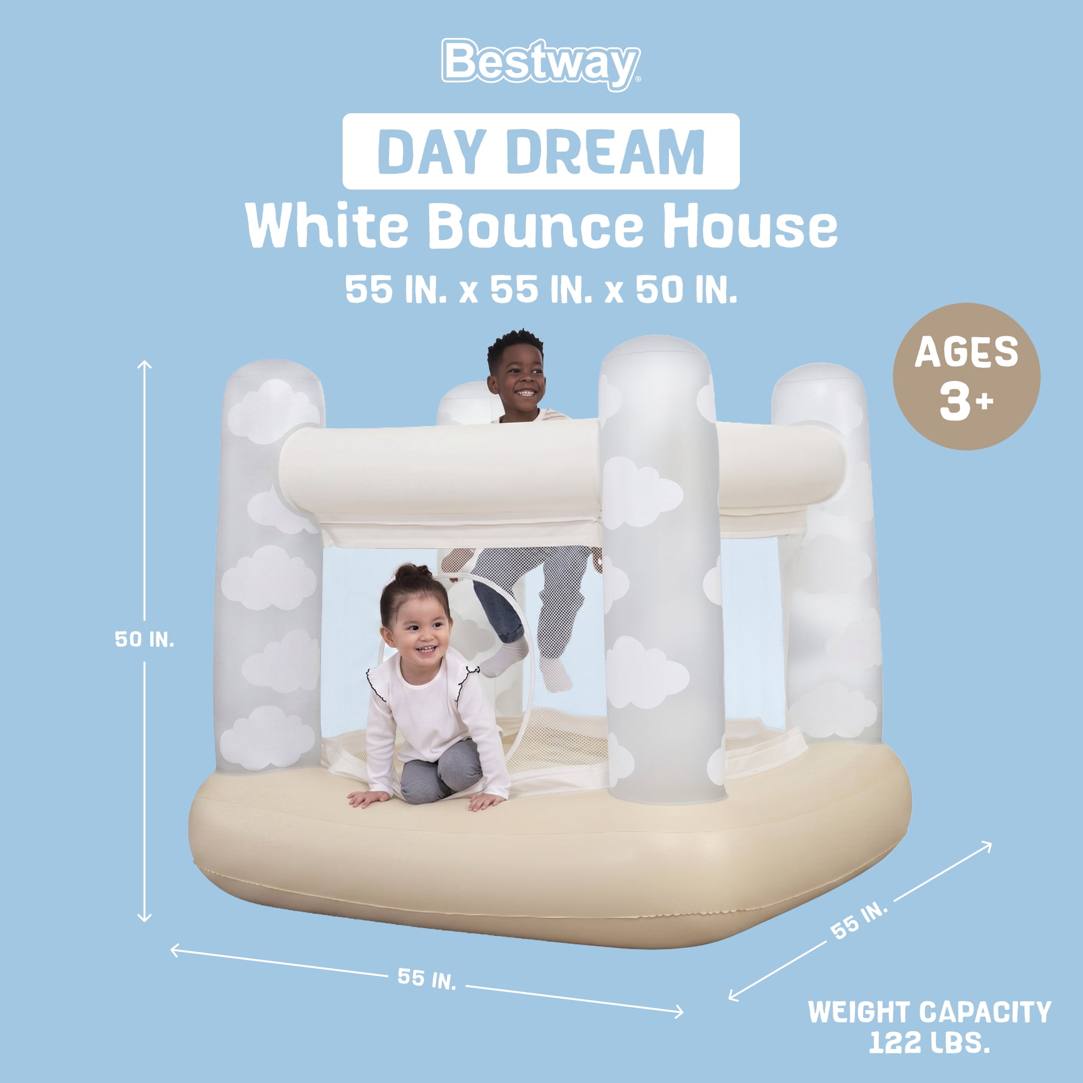 Bestway Day Dream White Bounce House for Indoor Use, Whimsy & Wonder Collection