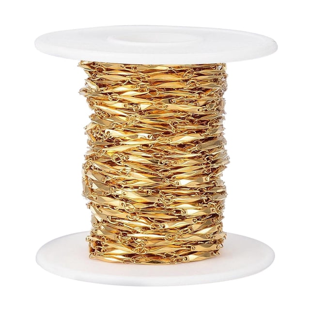 Cadena de eslabones de material acero inoxidable chapado en 33 pies con carrete para hombres, mujeres, cadena de joyería, fabricación perfecl Joyas de cadena de acero Stainkess