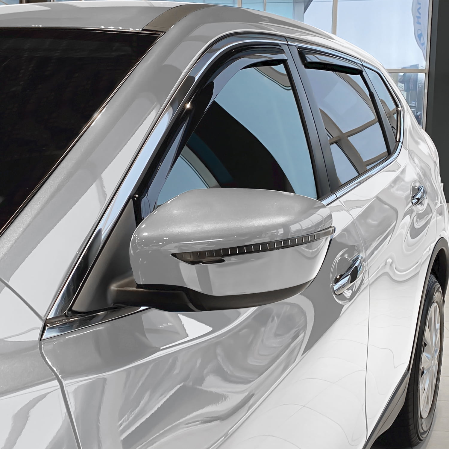 CLIM ART in-Channel Incredibly Durable Rain Guards for Nissan Rogue 2014-2020 SUV, Original Window Deflectors, Vent Deflector, Vent Window Visors, Dark Smoke Car Accessories, 4 pcs - 614156