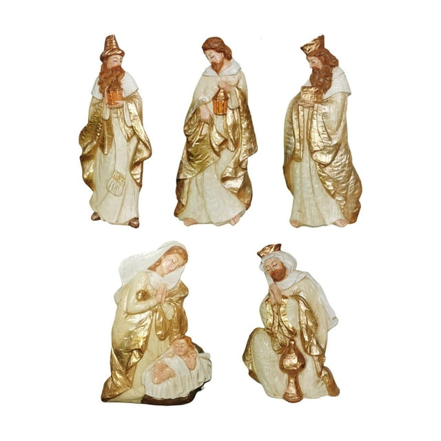 5 figuras de belén navideño Hugo José María Jesús con pesebre Escena del nacimiento de Jesús