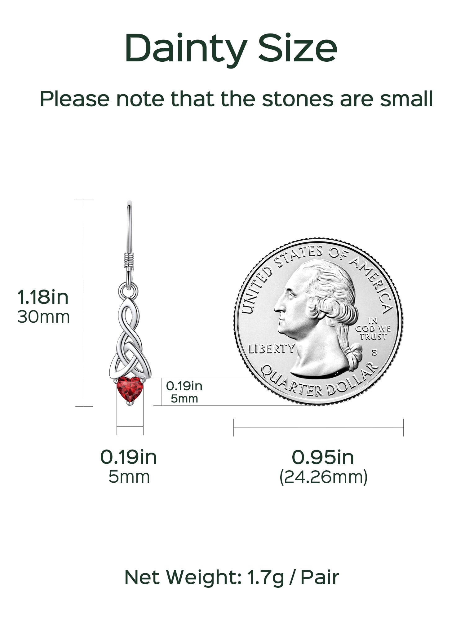 ChicSilver 925 Sterling Silver BirthStone Earrings for Women Jewelry Celtic Knot Dangle Earrings Cubic Zirconia Earring Birthday Christmas Anniversary Gifts
