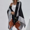thumbnail image 2 of Fesfesfes Women Shawl Color Matching Loose Cape Tops Blouse Knitted Sweater Cloak Clearance Under $10, 2 of 5