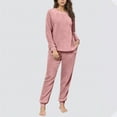 thumbnail image 4 of FDGIU Women's Winter Fuzzy Pajamas Set‌, 2 Piece Cozy Fleece Sleepwear, Loungewear Long Sleeve Top with Pockets, 4 of 6