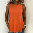 thumbnail image 2 of Hurxie Womens Summer Tank Tops Sleeveless Ribbed Knit Babydoll Peplum Tops Work Business Casual Shirts Blouses Orange,M, 2 of 6