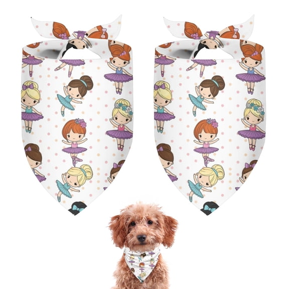 Dog Bandana 2 Pack,Ballet Dancer Princess Pattern Bandanas for Dogs,Cat Bandana,Small/ Large Dog Bandana 2 Size,Dog Bandanas