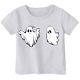 thumbnail image 3 of Kid Boys Girls Halloween Shirts Cute Ghost Friends Themed T-Shirt Crew Neck Short Sleeve Fall Outfits (A10-White 6-7 Years), 3 of 3