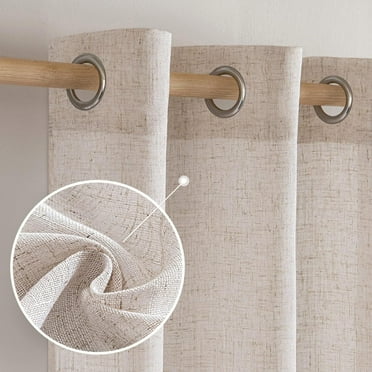 Natural White Linen Curtains 84 Inch Length 2 Panels for Bedroom Living Room, Soft Thick Linen Textured Window Drapes Semi Sheer Light Filtering Grommet Burlap Look Cream Ivory Farmhouse Decor