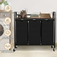 thumbnail image 6 of Laundry Hamper, Laundry Basket, Laundry Sorter with 3 Removable Bags, Clothes Basket with 3 Compartments, Wheels, Shelf for Laundry Room Bathroom Bedroom (3 Bags-Black), 6 of 7