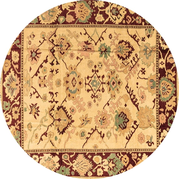 Ahgly Company Indoor Round Abstract Brown Modern Area Rugs, 5' Round