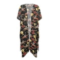 thumbnail image 4 of Xoenoiee Horse Rose Trophy Horseshoe Pattern Women's UPF 50+ Swim Cover Up Sun Protection Lightweight Boho Kimono Cardigans Short Sleeve Beach Cover Ups for Women, 4 of 7