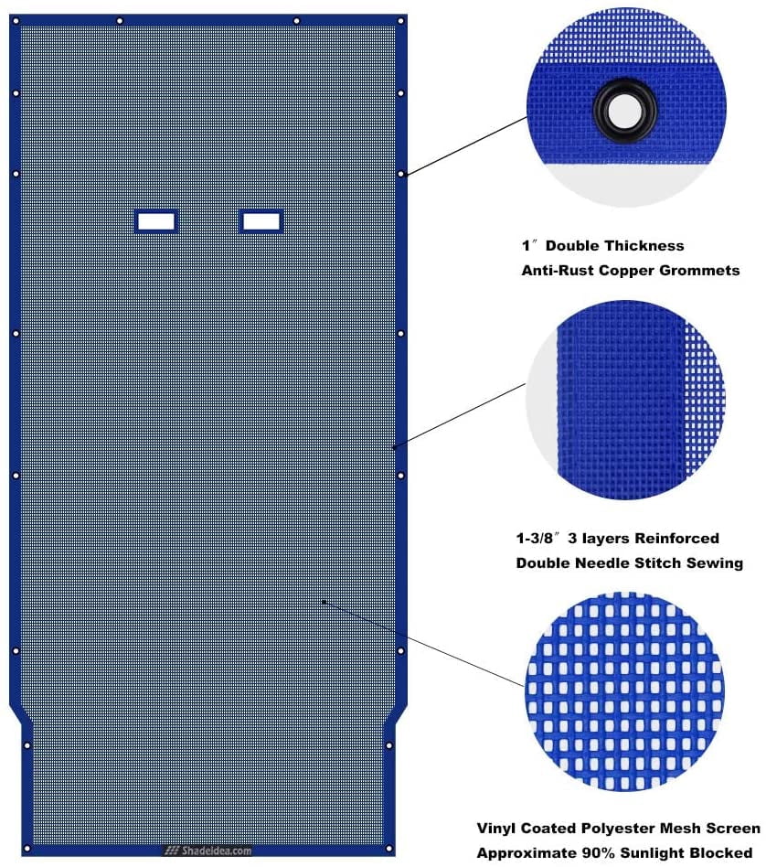Shadeidea Jeep Wrangler Sunshade JL Unlimited 4 Door JLU Sun Shade (2018-Current) Top Front+Rear+Trunk-Blue Mesh Screen Cover UV Blocker with Grab Bag Storage Pouch-10 Years Warranty