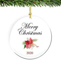 Merry Christmas Ornament 2023 Poinsettia Porcelain Ornament Home Decor Christmas Decoration Gift Idea