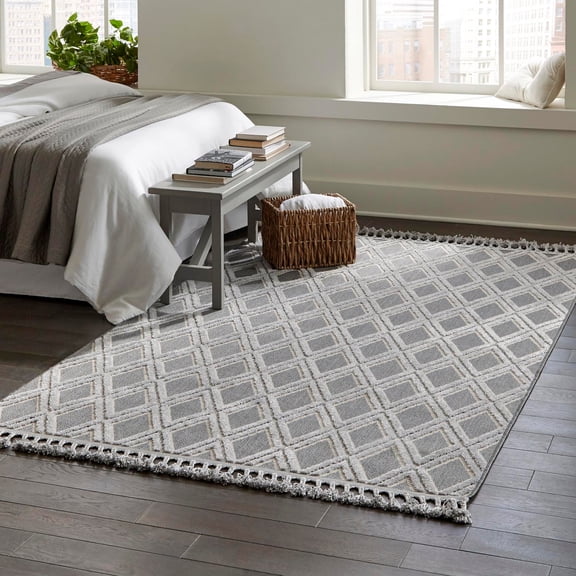 Unique Loom Arlo Collection Area Rug - Derek (5' 3" x 8' Rectangle Charcoal/Ivory)
