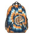 thumbnail image 3 of Orange and Blue Tie Dye Pattern Backpack for School, Cute School Bag with Adjustable Shoulder Straps and Padded Back, 16.9"x12.6"x5.9", 3 of 5