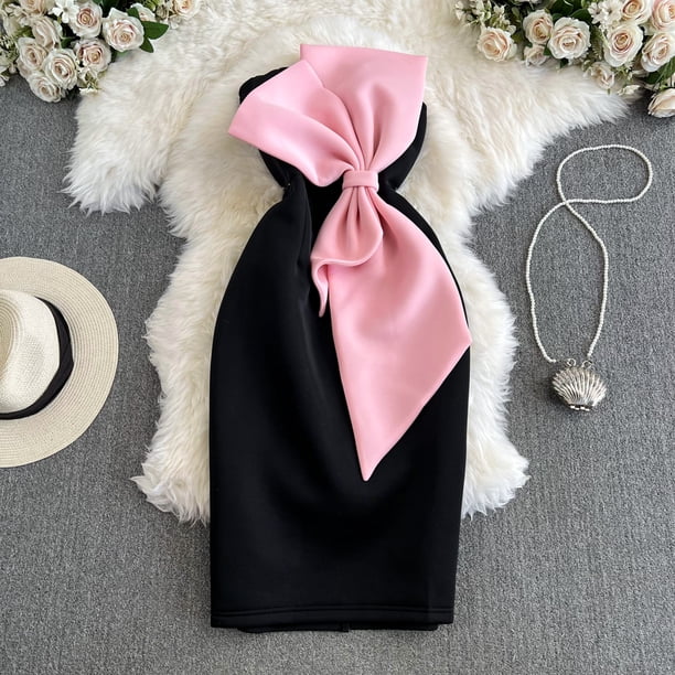 Vestido de verano ajustado con abertura tridimensional para mujer, vestido de sensación de alta gama con lazo superior, vestido informal con cintura