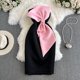 thumbnail image 1 of Vestido de verano ajustado con abertura tridimensional para mujer, vestido de sensación de alta gama con lazo superior, vestido informal con cintura, 1 of 5