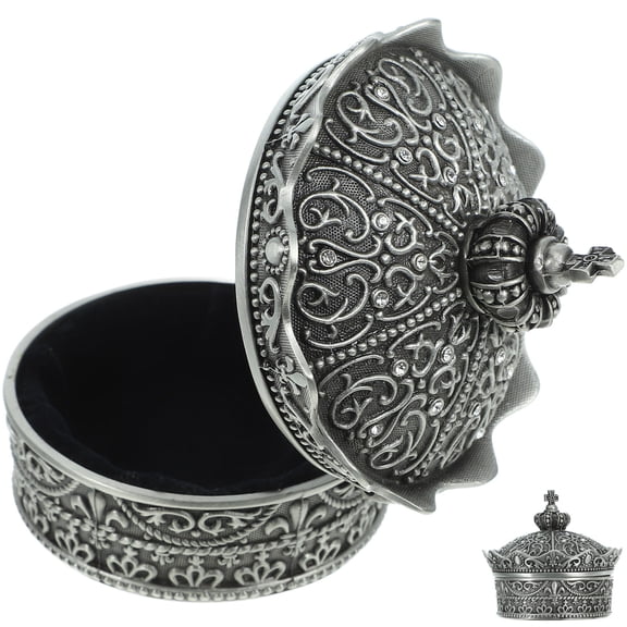 WHAMVOX Exquisite Jewelry Holder Alloy Ring Organizer Vintage Crown Shape Box Jewelry Container